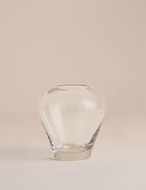 M&S Small Clear Glass Bulb Vase for Tabletop Display