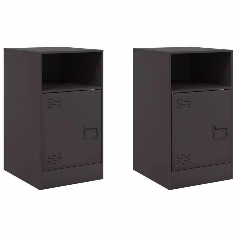 Berkfield Home Set of 2 Stylish Black Metal Bedside Cabinets, W/D/H: 34.5 x 39 x 62 cm – 2