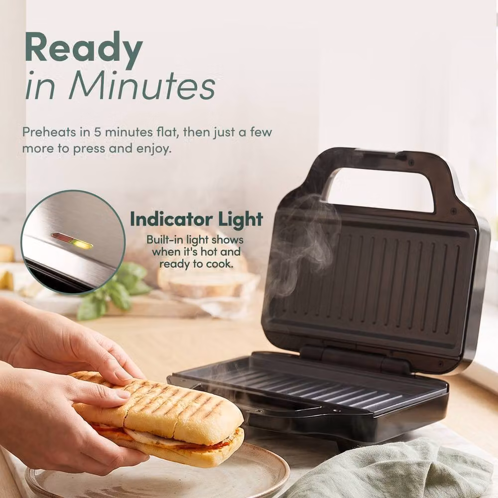 Keplin 3-in-1 Sandwich Maker with 1000W Power and Automatic Temperature Control in Silver and Black – 7