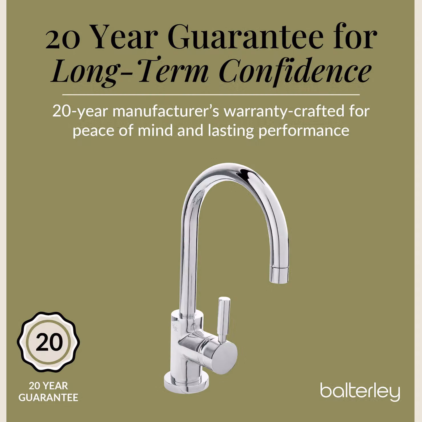 Balterley Round Tall Single Lever Mono Basin Mixer Tap with Waste, Chrome/Silver – 3