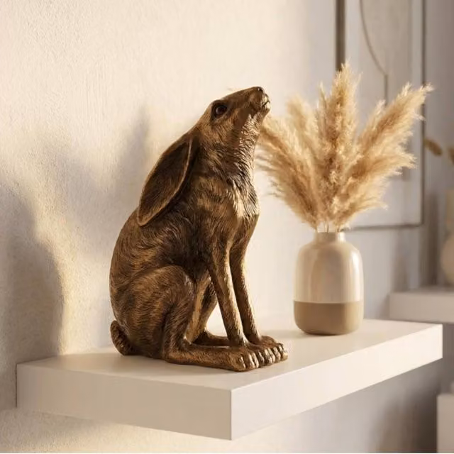The Leonardo Collection Reflections Bronzed Gazing Hare Metal Animal Figurine in Antique Bronze – 2