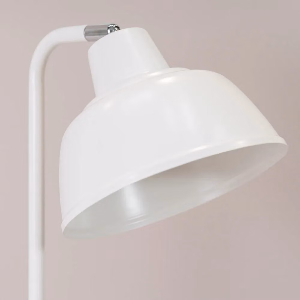 ValueLights Morris Retro Mid-Century Metal Dome Desk Lamp in White with LED Bulb – 3