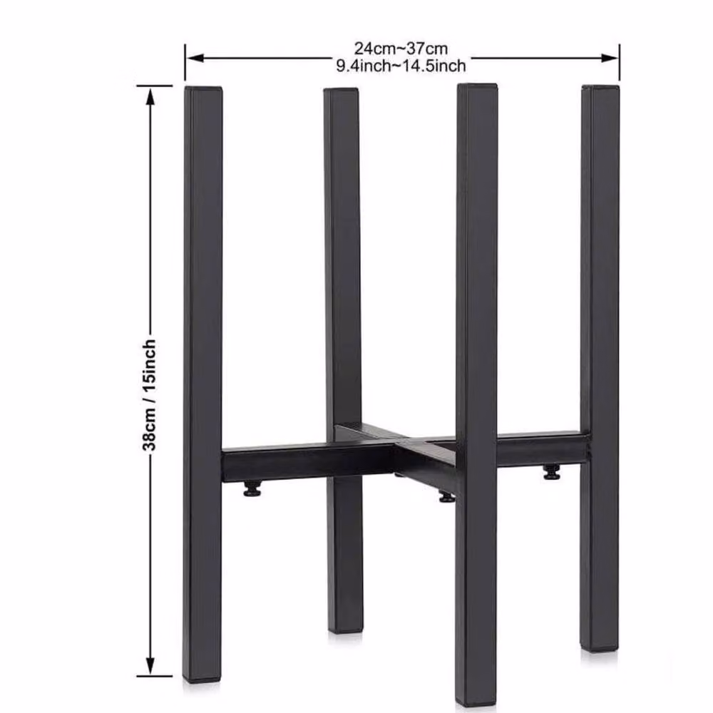 FLAVORA Adjustable Metal Flower Pot Plant Stand in Matt Black, W/D/H: 100 x 15 x 38 cm – 2