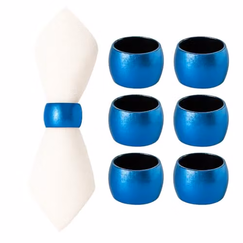 Argon Tableware Metallic Napkin Rings in Blue and Gold, Pack of 6 – 1