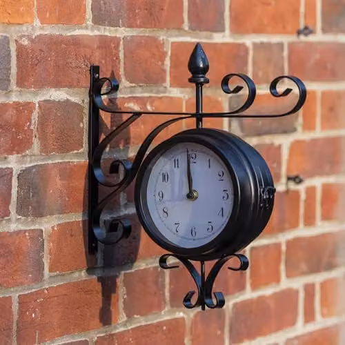 Garden Gear Sedgewick Double-Sided Victorian Garden Wall Clock in Black Steel, Diameter: 33 cm – 3