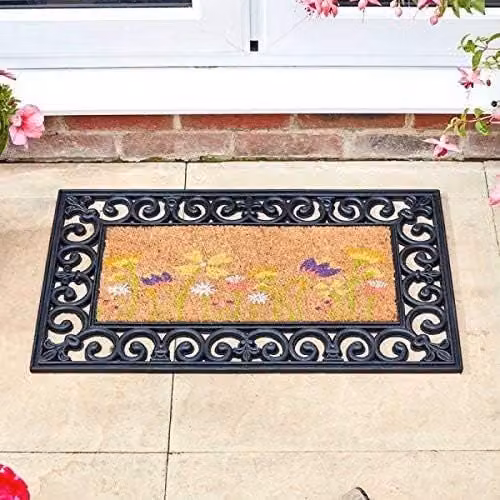 Marco Paul Multicoloured Floral Coir Doormat Insert, Diameter: 100 cm – 1