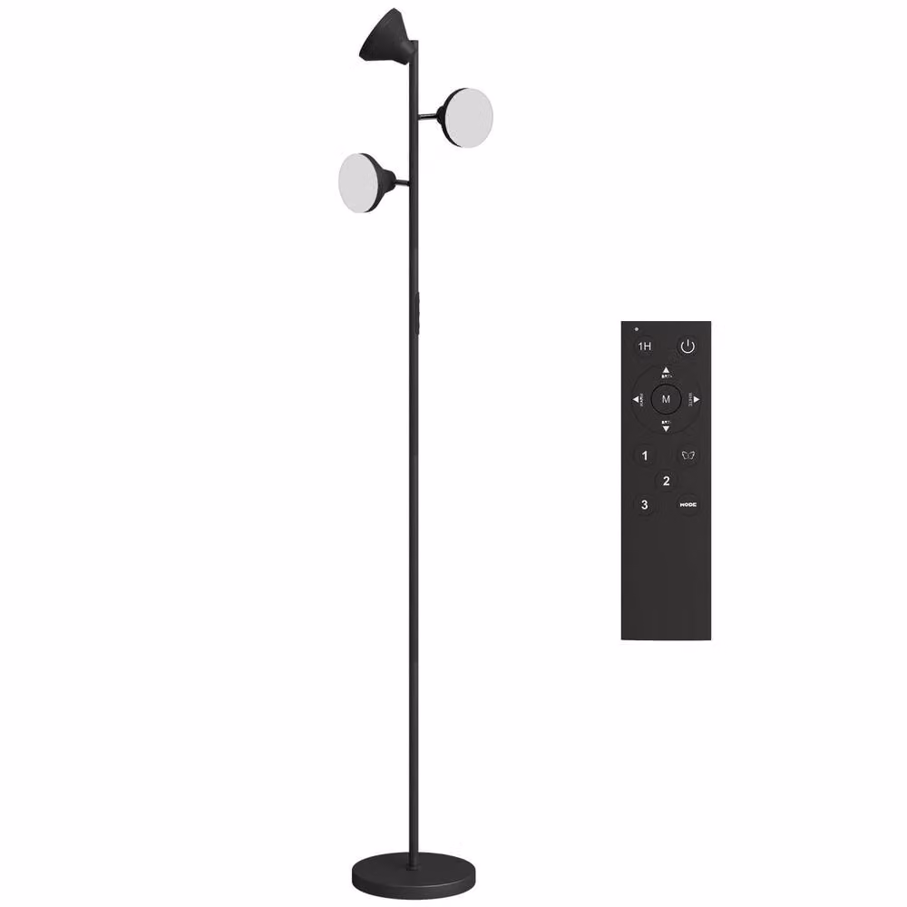 Wyld Haus Neso 3 Head Adjustable LED Floor Lamp in Black with Remote Control, Dimming and Timer Functions – 2