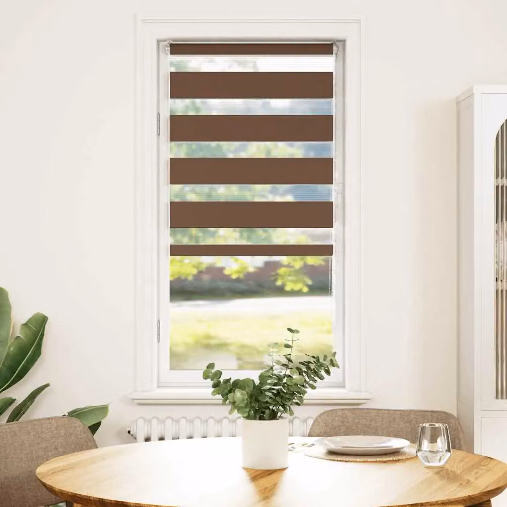Berkfield Home Brown Zebra Blind with Polyester Fabric, W: 55 cm, H: 150 cm – 2