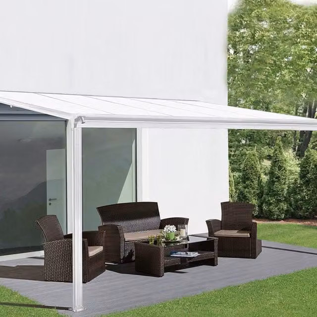 Primrose Large Garden Veranda and Canopy with White Polycarbonate Roof, W/D/H: 434 x 300 x 258 cm