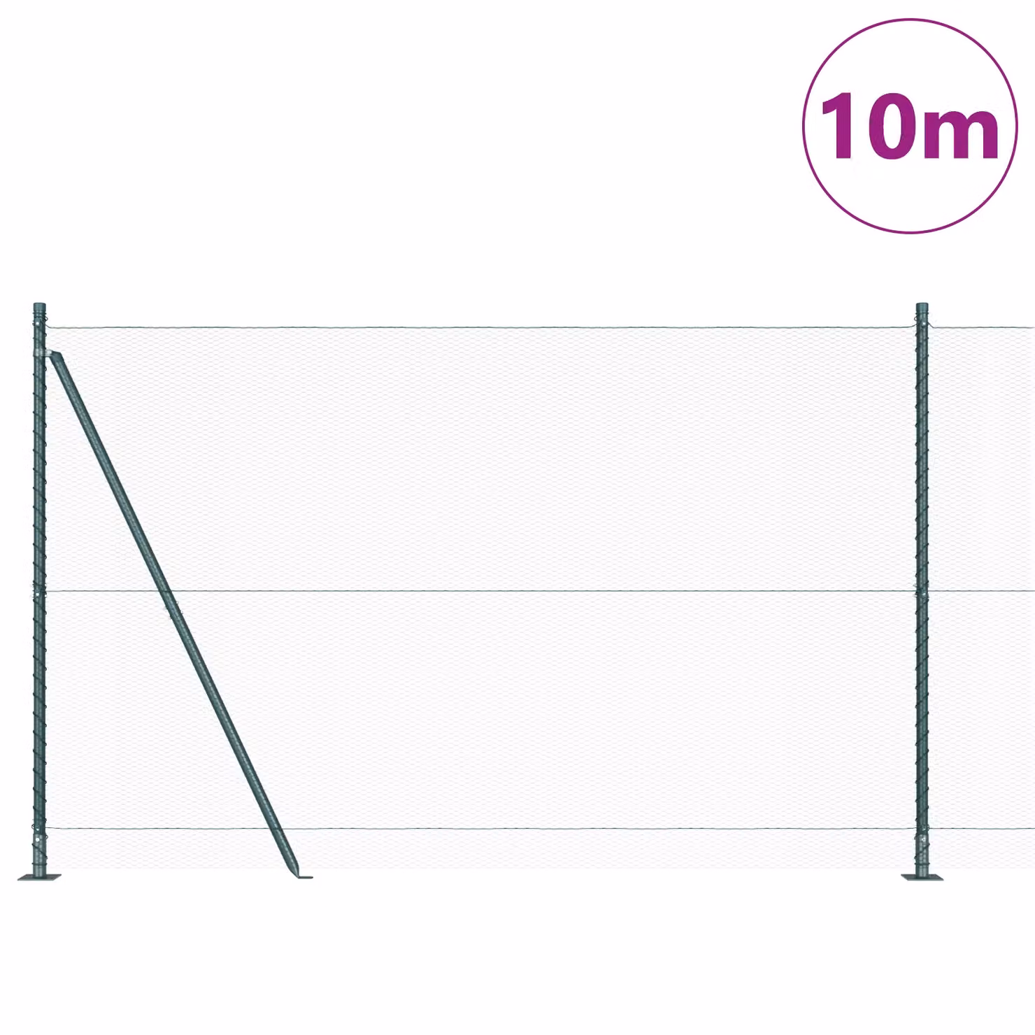 Berkfield Home Green PVC Coated Steel Hexagon Fence, H: 140 cm x W: 10 m – 3
