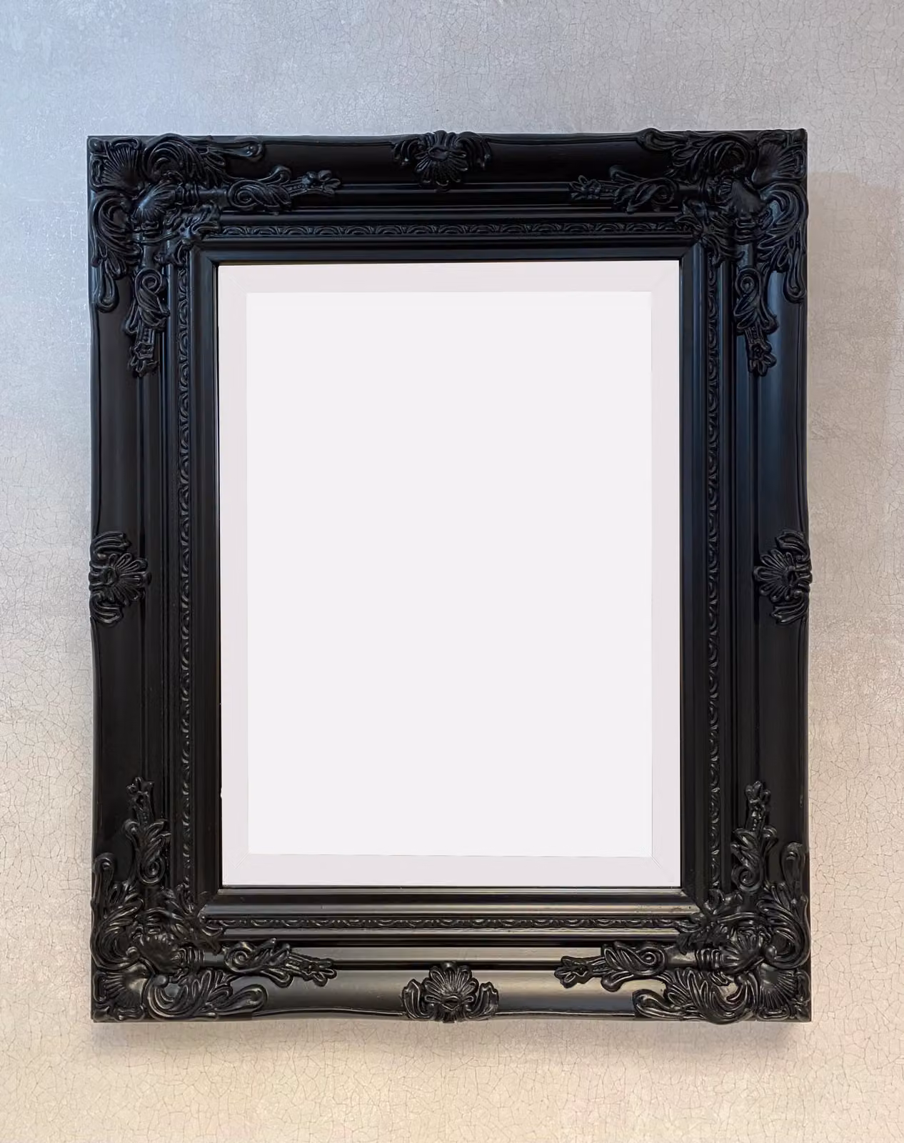 Downton Interiors Antique Style Black Wood Frame Rectangular Wall Mirror with Bevelled Glass W: 53 cm, H: 43 cm – 2