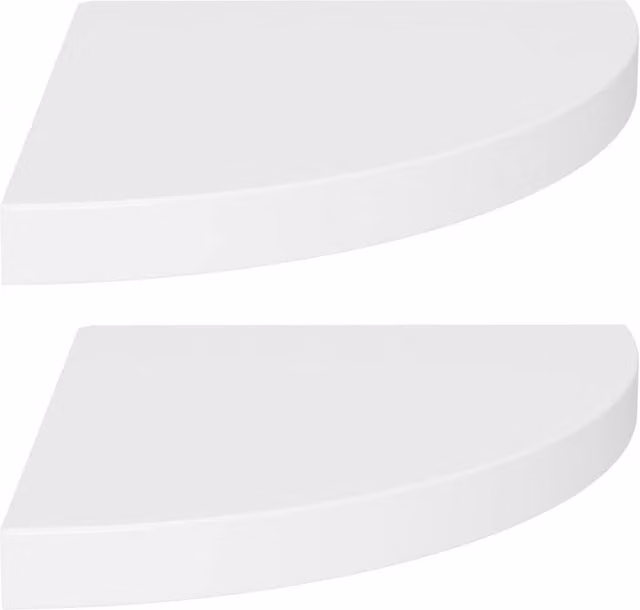 Berkfield Home White Floating Corner Shelves, 2 Pack, W/D/H: 35 x 35 x 3.8 cm