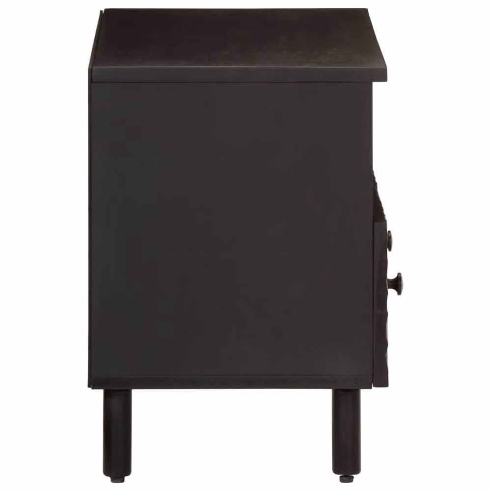 Berkfield Home Black Mango Wood Industrial TV Cabinet W/D/H: 70 x 33 x 46 cm – 3