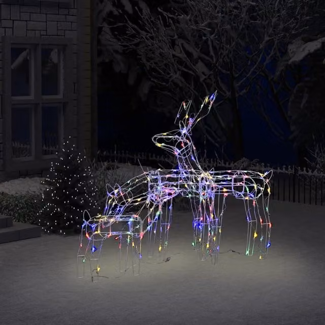Berkfield Home 3 Piece Multicolour Christmas Light Display Reindeers with 229 LEDs