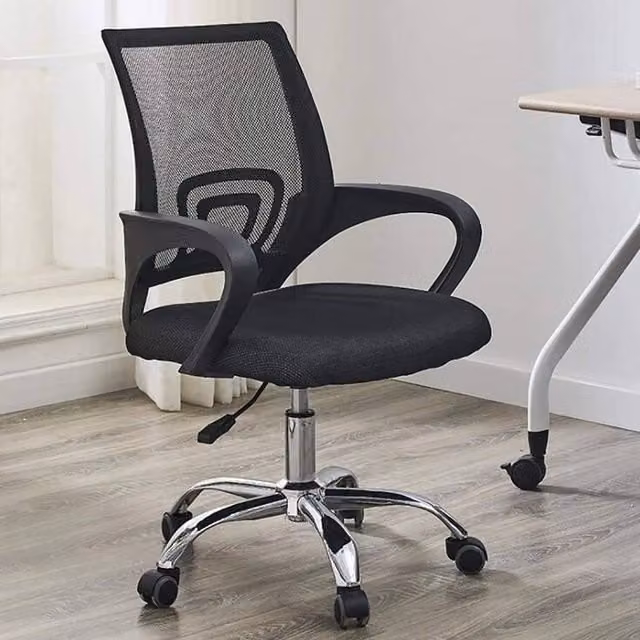 EONLION Black Fabric Swivel Office Task Chair with Adjustable Height
