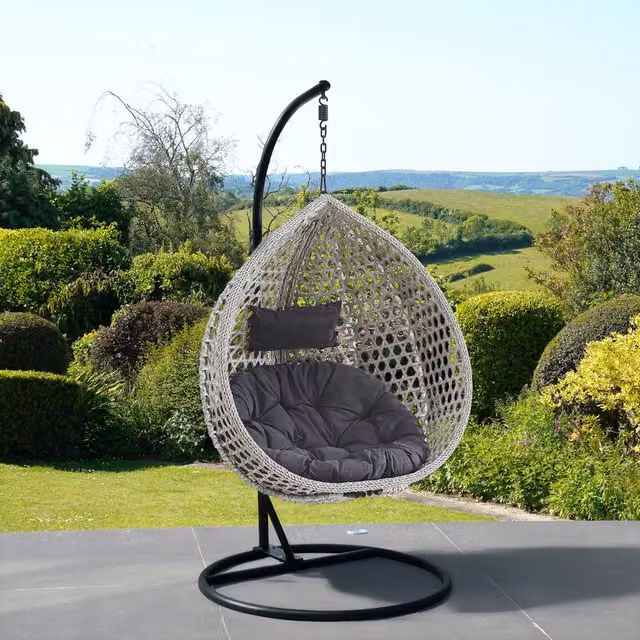 Artemis Home Abingdon Hanging Single Egg Pod Swing Chair in Dark Grey