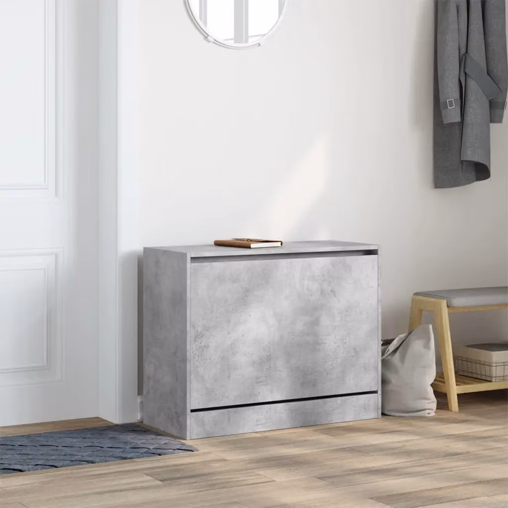 Berkfield Home Grey MDF Shoe Cabinet with Tilting Compartments, W/D/H: 80 x 34 x 63 cm – 3