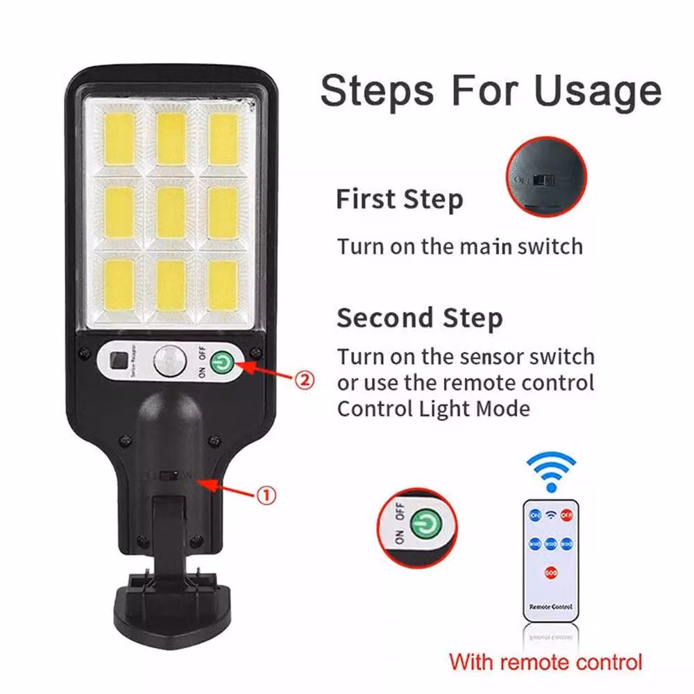 SPETLEK 4-Piece Set of 6000W LED Solar PIR Motion Sensor Wall Lights with Remote Control in Black – 2