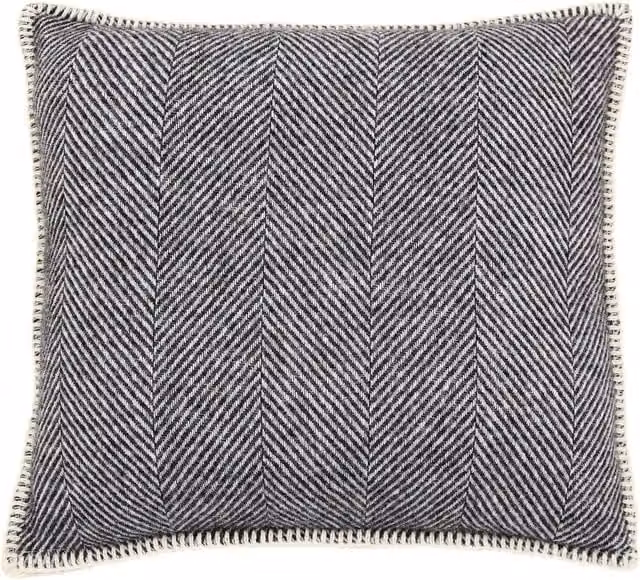 Murmur Ennis Grey Herringbone Wool Square Cushion W/D/H: 45 x 45 x 45 cm
