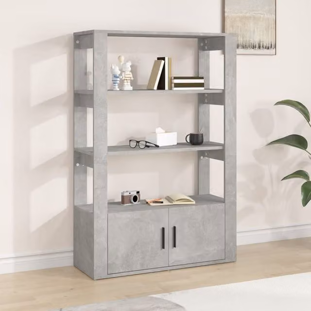 Berkfield Home Sideboard in Concrete Grey, W/D/H: 80 x 30 x 119.5 cm
