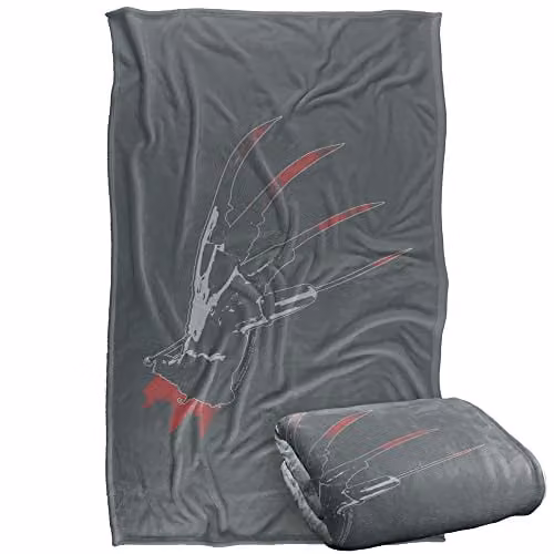 LOGOVISION Nightmare On Elm Street Freddy's Glove Super Soft Fleece Throw Blanket, Grey and Multicolour, W: 91 cm, D: 147 cm