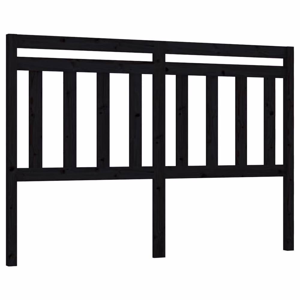 Berkfield Home Beautiful Black Solid Pine Wood Bed Headboard W: 146 cm, D: 4 cm, H: 100 cm – 3