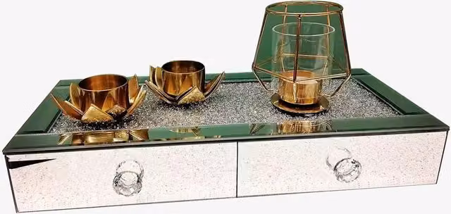 DEENZ Silver Glass Rectangular Tabletop Box