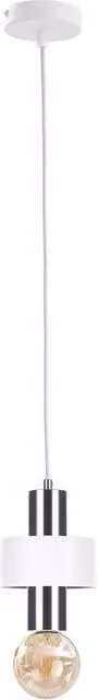 Netlighting Unica Slim Cylinder Pendant Ceiling Light in White and Silver, Diameter: 12 cm, E27