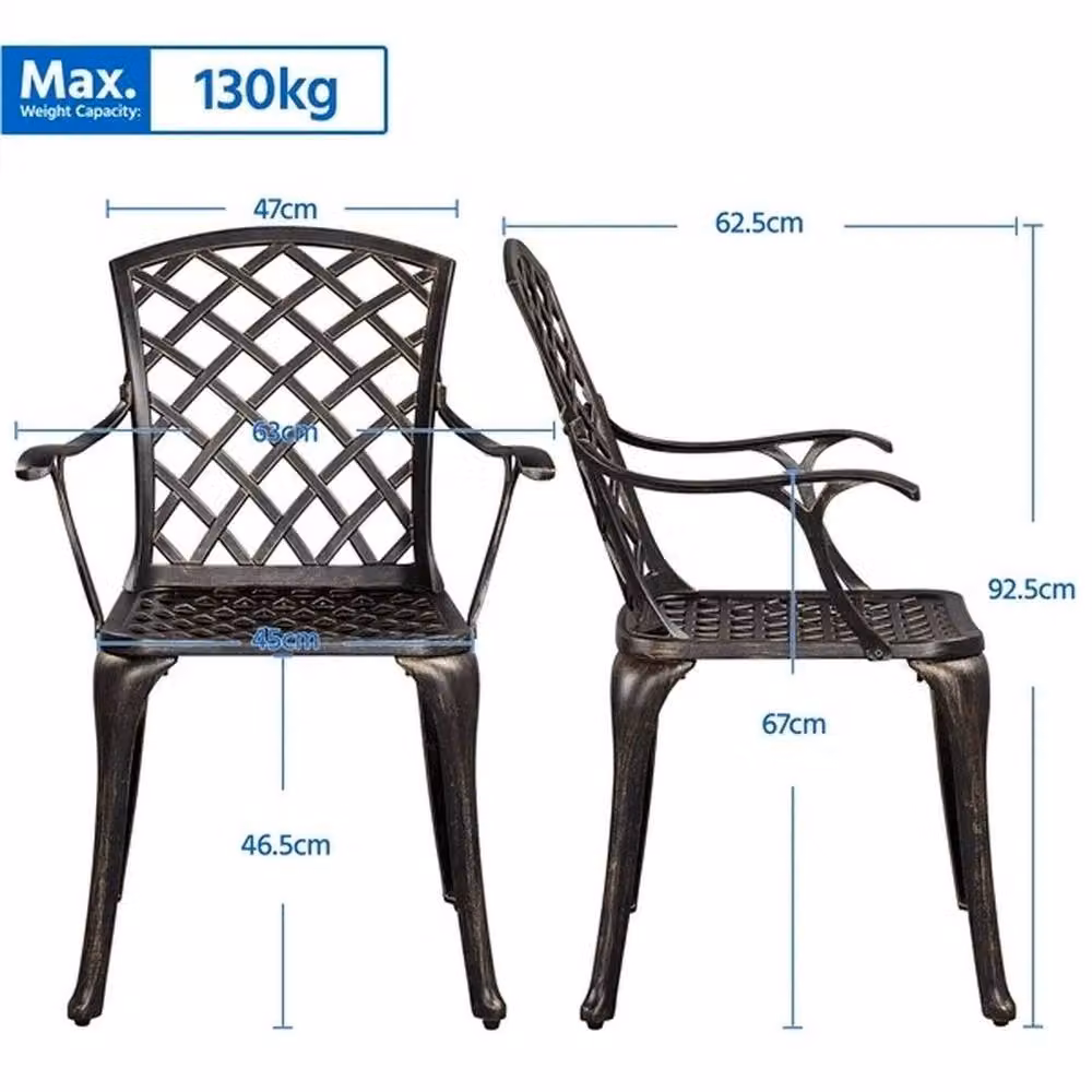 PAWNORA Set of 2 Brown Metal Outdoor Patio Dining Chairs – 2