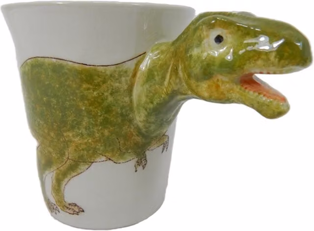 On Trade Winds T-rex Ceramic Mug in White and Multicolour