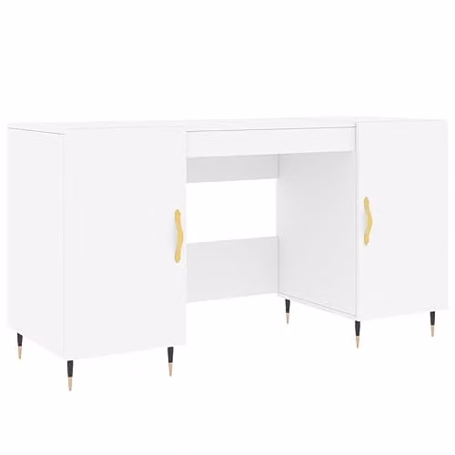 vidaXL Modern White Writing Desk in Engineered Wood W/D/H: 140 x 50 x 75 cm