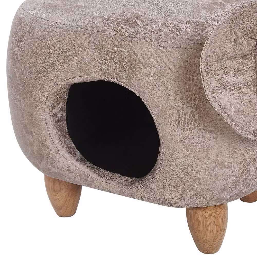 Wyld and Coco Elephant Footstool with Storage in Grey Faux Leather – 5