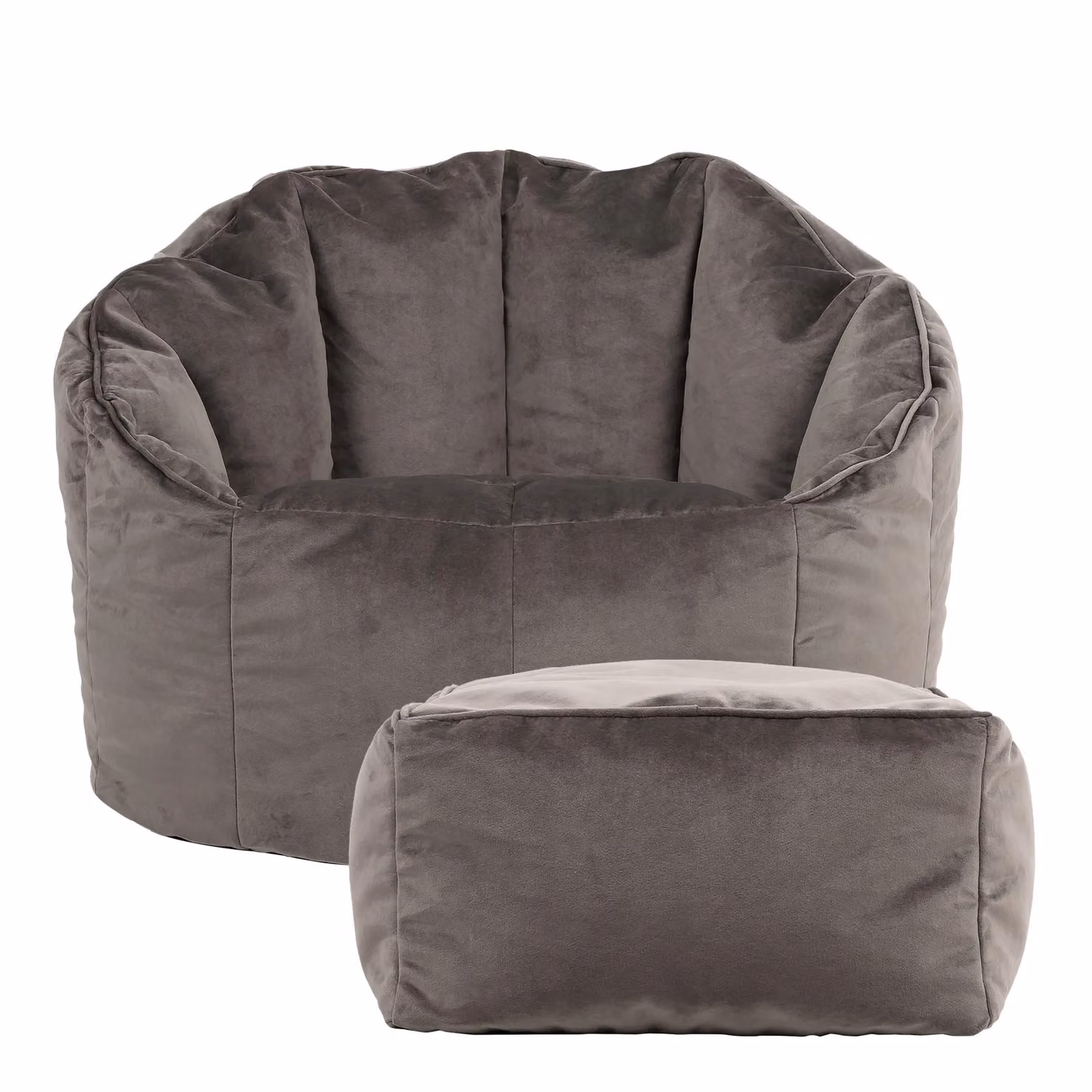ICON Sirena Scallop Chair, Bean Bag and Footstool in Charcoal Grey Velvet – 3