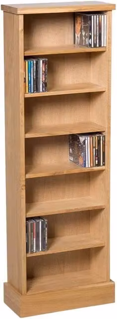 FORGEVIO Light Oak Wooden CD Storage Rack and Freestanding Media Shelving Unit