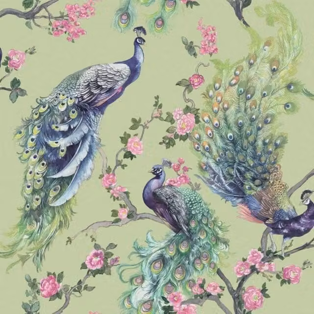 Holden Décor Menali Peacock Textured Botanical Floral Wallpaper in Green