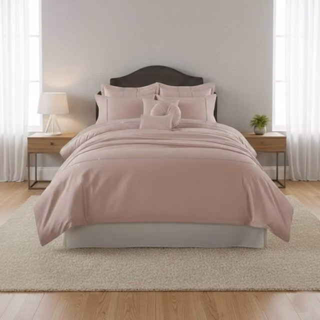 Snug City Luxury Embroidered Duvet Cover Set in Coral and Pink, King Size, 180 x 200 cm