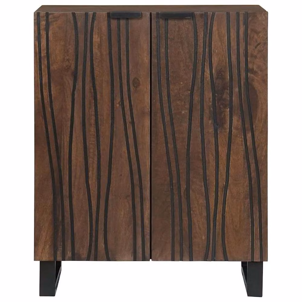 Berkfield Home Modern Mango Wood Sideboard in Brown and Black, W/D/H: 60 x 33.5 x 75 cm – 2