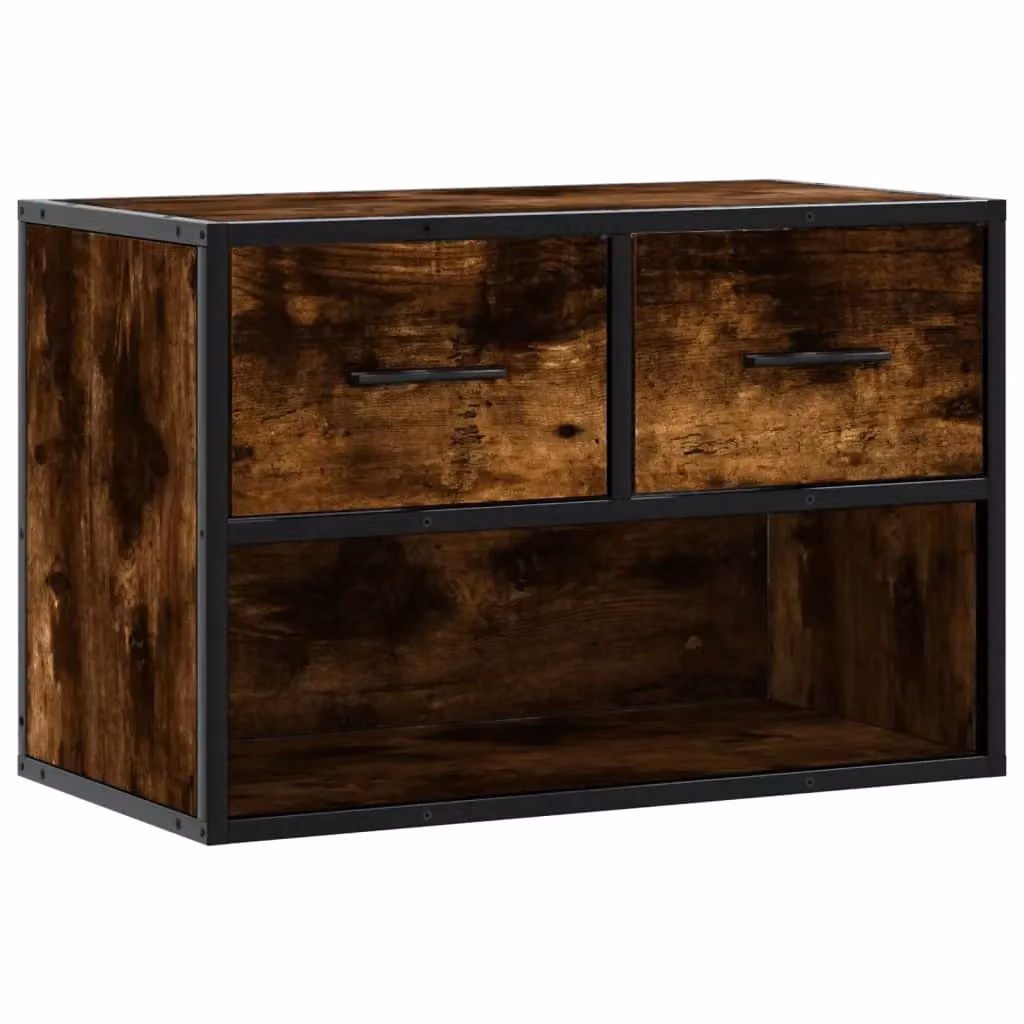 Berkfield Home Industrial TV Cabinet in Smoked Oak and Metal, Brown, W: 60 cm, D: 31 cm, H: 39.5 cm – 2