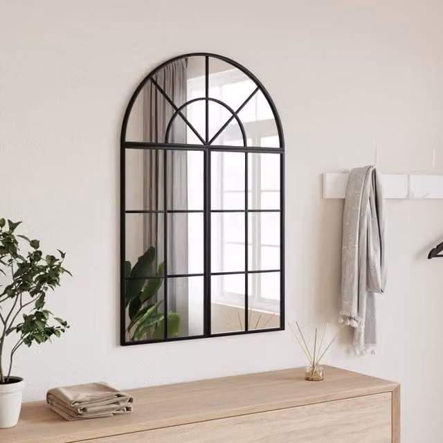 Berkfield Home Minimalist Black Arch Wall Mirror, W: 60 cm, H: 30 cm – 1
