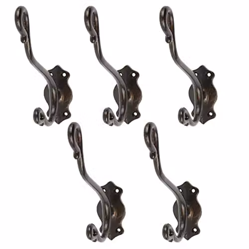 Hammer and Tongs Curly Hat and Coat Hooks, Pack of 5, Black, H 140 mm – 2