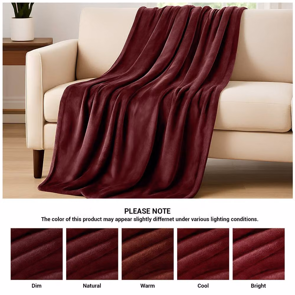 Grace Reversible Double Face Soft Flannel Fleece Blanket in Red, W/D/H: 150 x 200 cm – 8