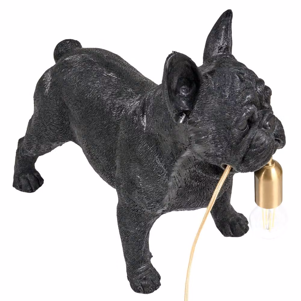 Wyld and Coco Black Polyresin Dog Table Lamp with LED Light – 4
