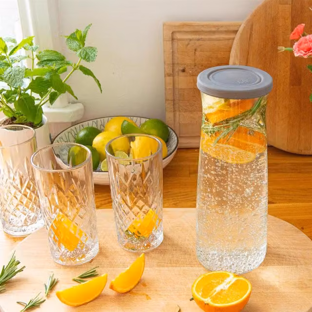 LAV Vera Glass Carafes with Lid, Grey, 1.2 l, Pack of 6