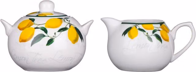 Orsina Orchard Fruits Lemon Tree Sugar and Cream Set in Multicolour Floral Bone China