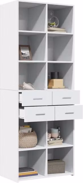 Berkfield Home Modern White Matt Highboard with Hinged Doors and Internal Shelves, W/D/H: 70 x 42.5 x 185 cm