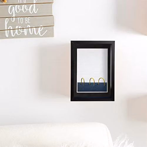 Nicola Spring Pack of 5 Black Rectangular 3D Deep Box Wooden Photo Frames with 4 x 6 inch Mount for Hanging or Standing Display – 2