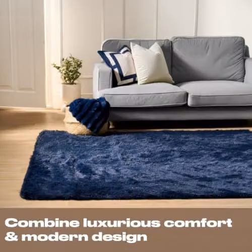 Sienna Modern Shaggy Runner Rug, Navy Blue, W/D/H: 60 x 150 x 1 cm – 2