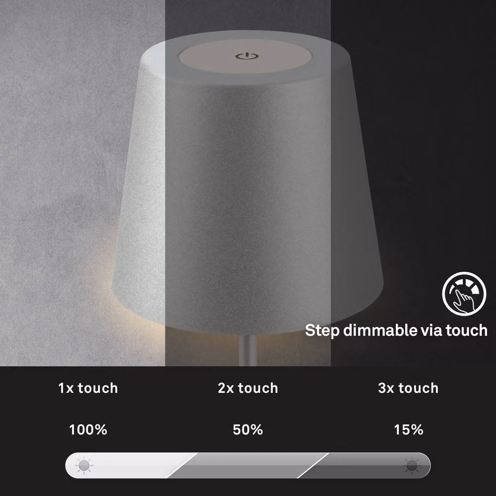 Briloner Rechargeable LED Table Lamp, Matt Chrome and Silver, IP44 Dimmable Outdoor Light for Garden and Terrace – 4