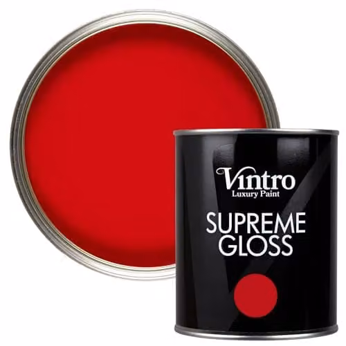 Vintro High Gloss Water Based Interior and Exterior Paint for Walls, Wood and Trim, Red Dante's Dream, 1 l