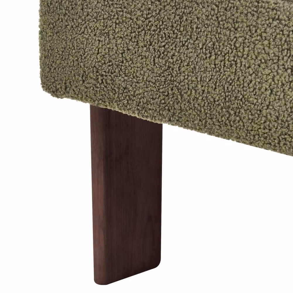 Wyld and Coco Green Boucle Tub Armchair with Retro Dark Brown Rubberwood Legs, W/D/H: 77 x 68 x 76 cm – 5